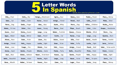 5 in spanish|5 in spanish word.